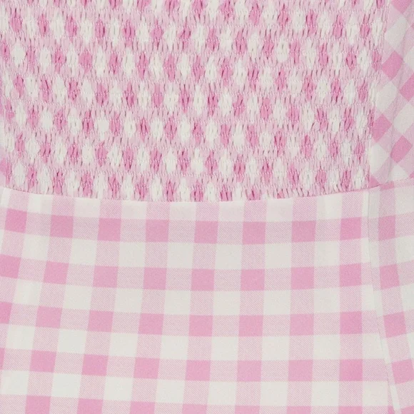 NWT Realisation Par Elsa Silk Midi Dress in Pink Gingham Size Medium M - Picture 4 of 11